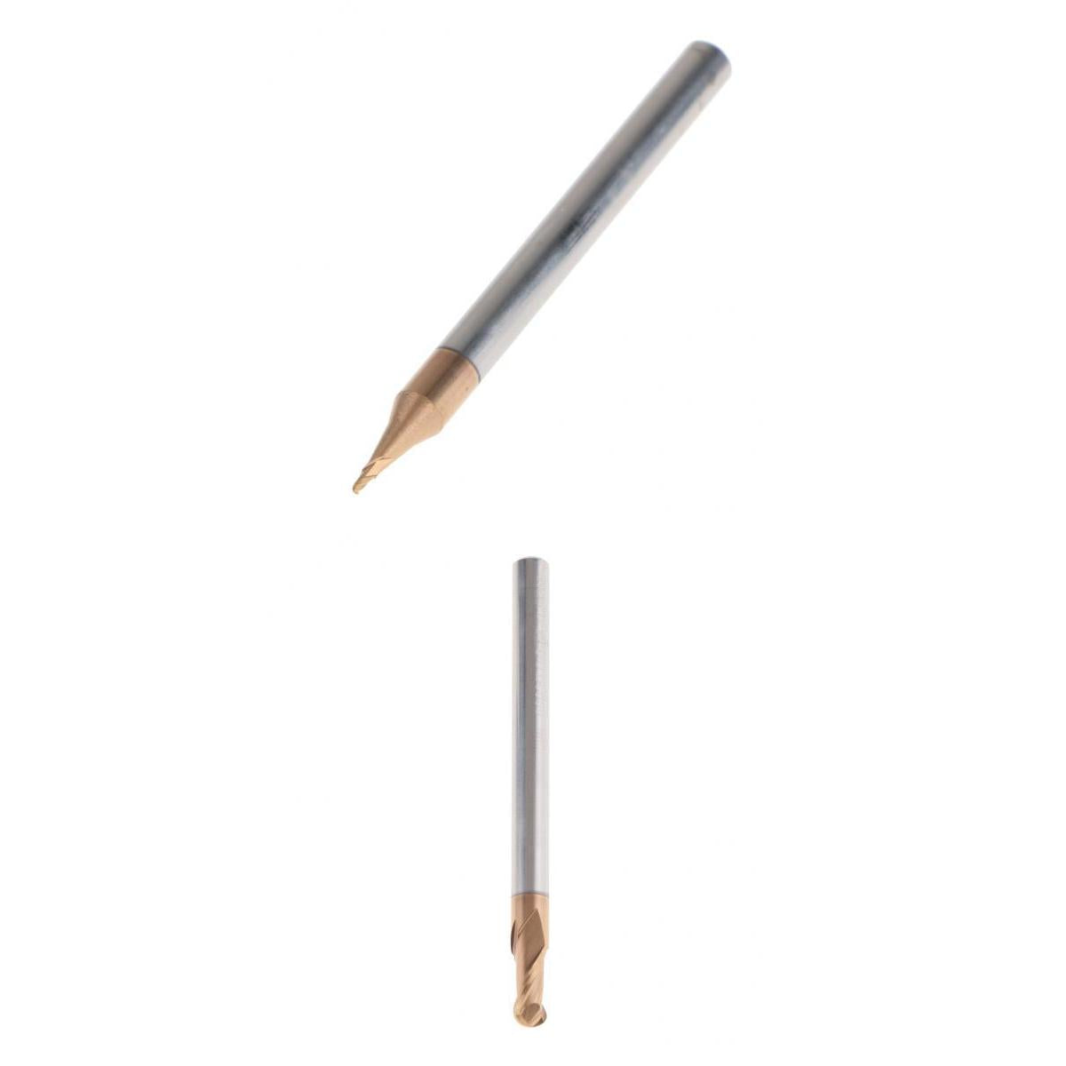2x HRC55 Tungsten Carbide Coated Ball Nose End Mill CNC Tool, R2x4 + R0.5x4
