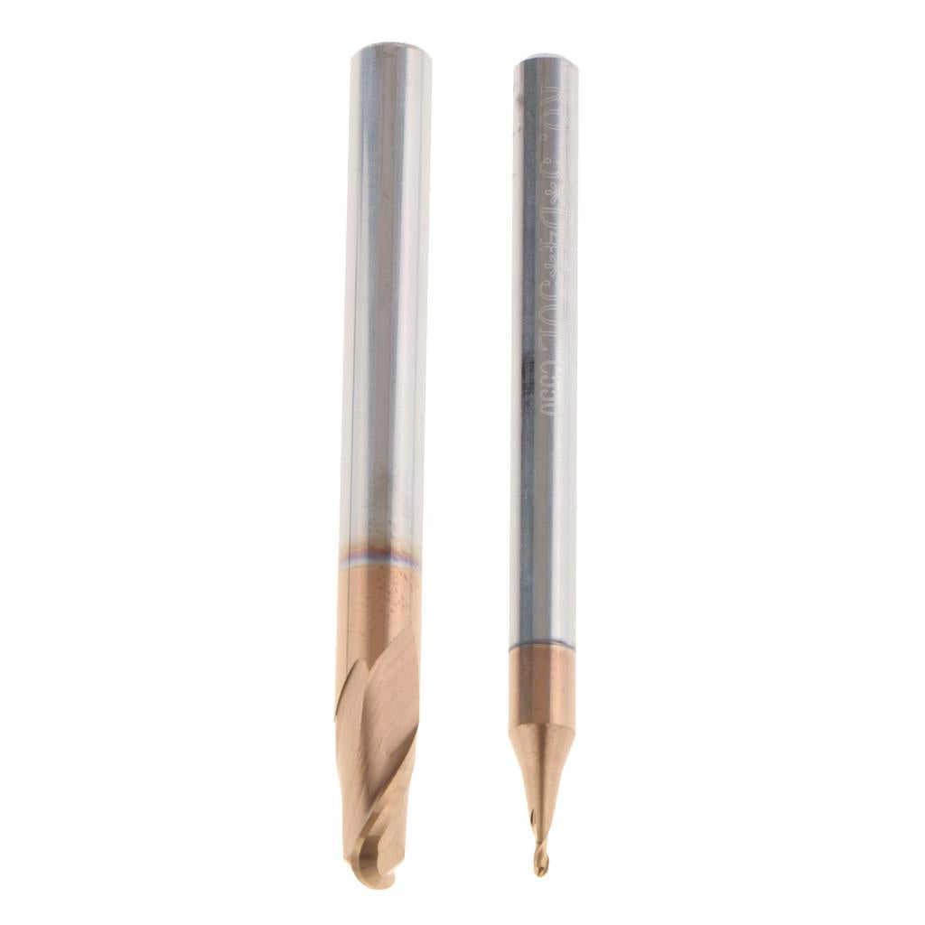 2x HRC55 Tungsten Carbide Coated Ball Nose End Mill CNC Tool R2.5x5 + R0.5x4