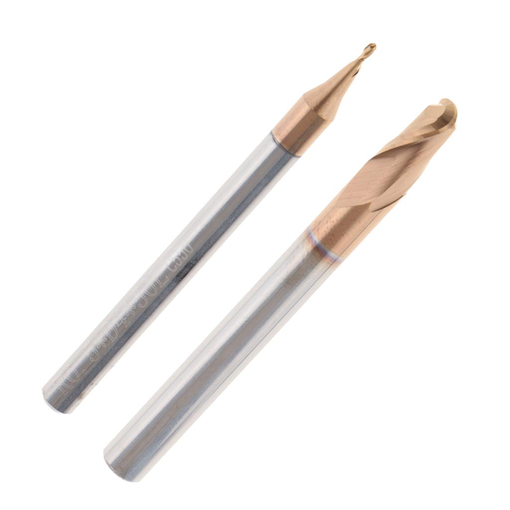 2x HRC55 Tungsten Carbide Coated Ball Nose End Mill CNC Tool R2.5x5 + R0.5x4