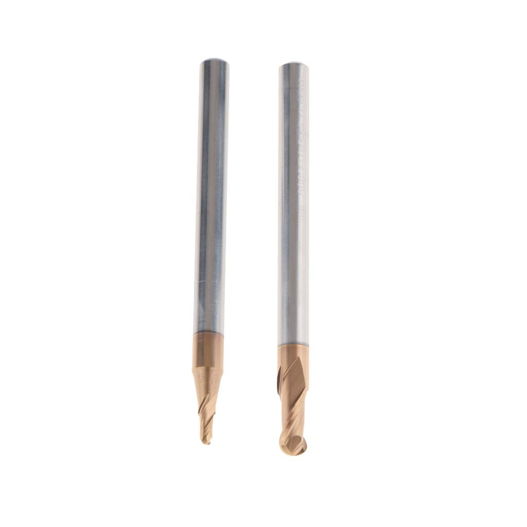 2x HRC55 Tungsten Carbide Coated Ball Nose End Mill CNC Tool, R1*4 + R2*4