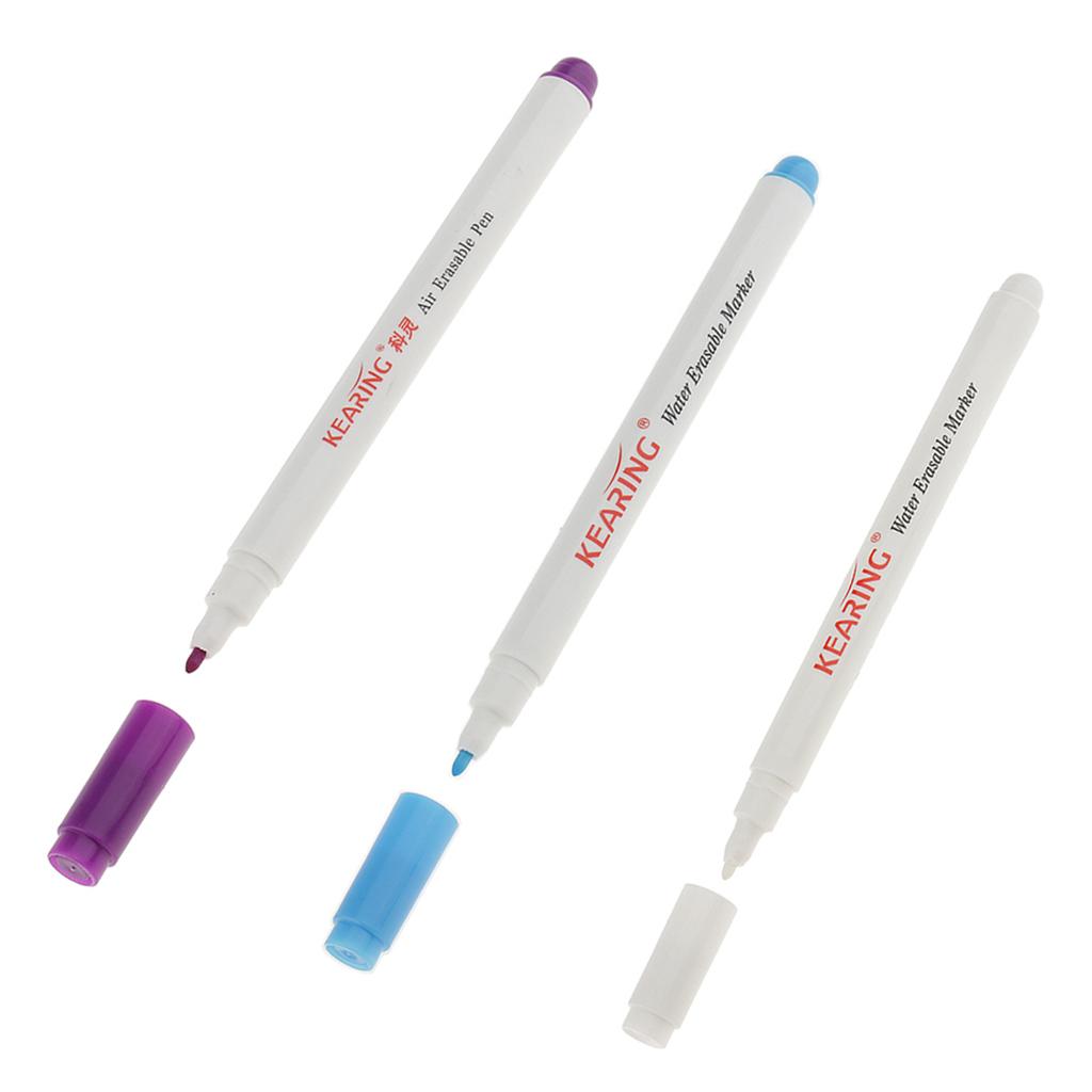 2Pcs Water Soluble Pens ( Blue White) + 1Pcs Air Erasable Pen Purple