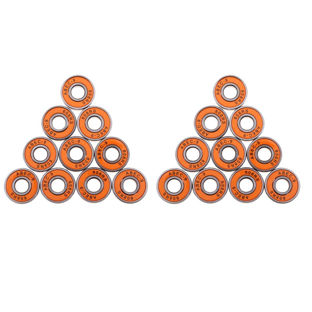 20Pcs ABEC-9 608RS Roller Skate Wheel Bearings Seal Ball Bearings Orange