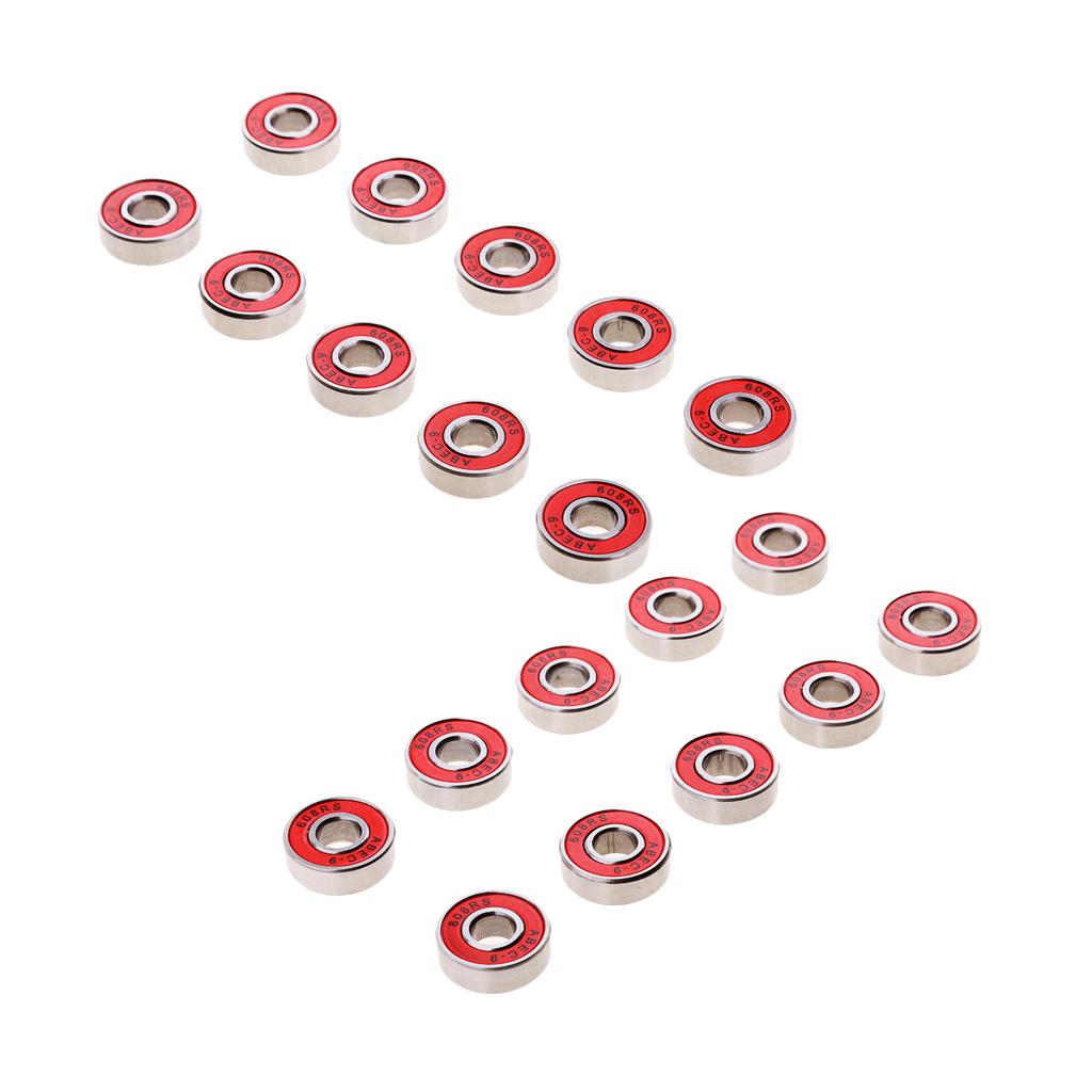 20Pcs ABEC-9 608RS Roller Skate Wheel Bearings Seal Ball Bearings Red