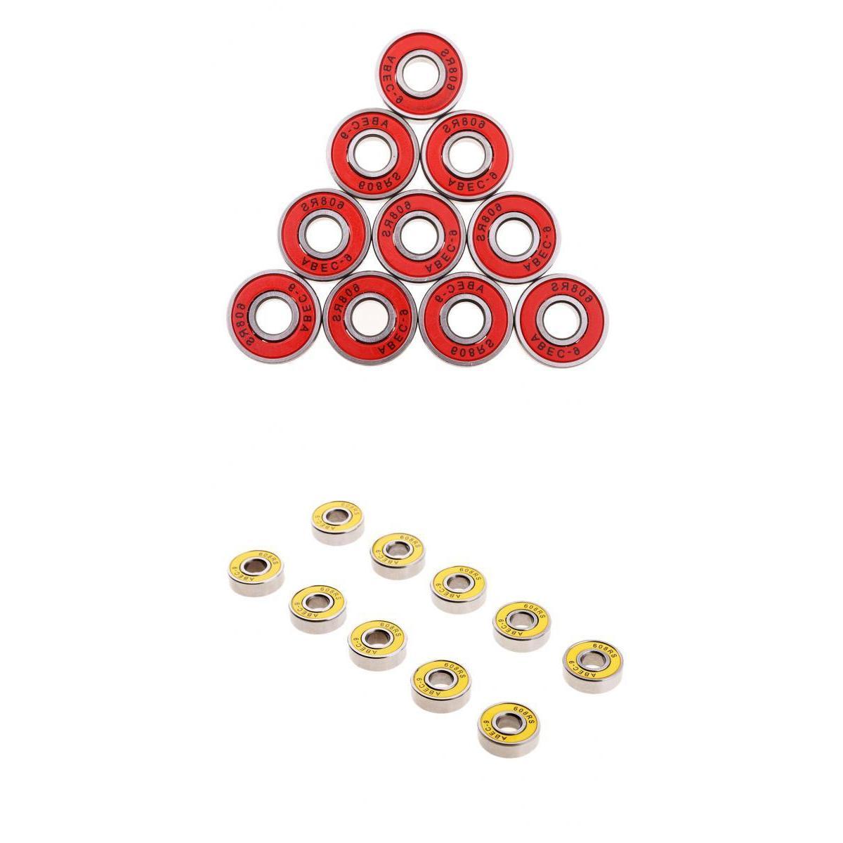 20Pcs ABEC-9 608RS Roller Skate Wheel Bearings Seal Ball Bearings Yellow+Red