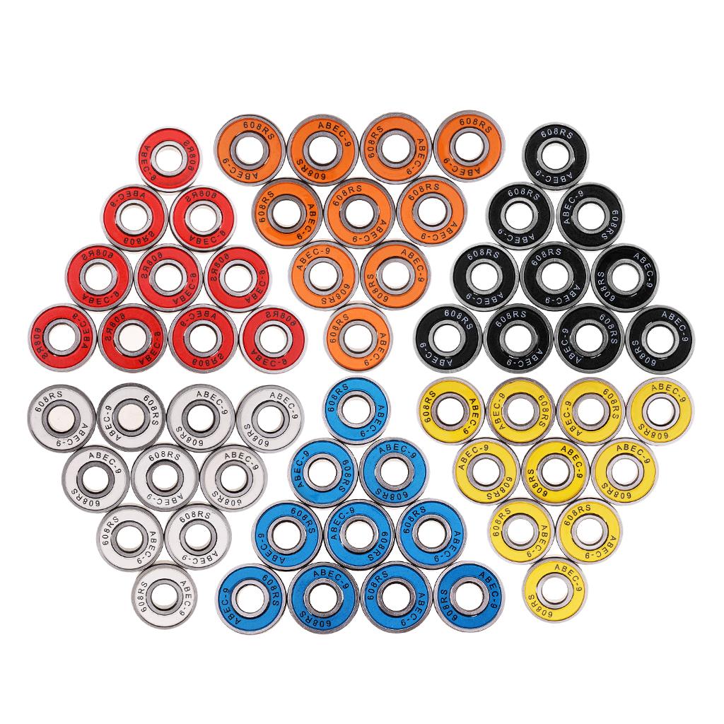 60 Pieces ABEC-9 608RS Roller Skate Wheel Bearings Seal Ball Bearings Orange