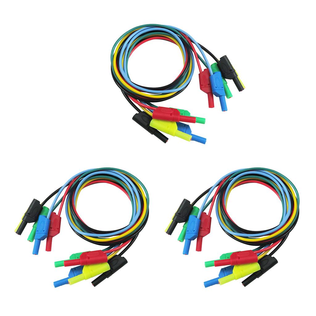 15pcs 4mm Banana to Banana Plug Soft Silicone Test Cable Lead for Multimeter