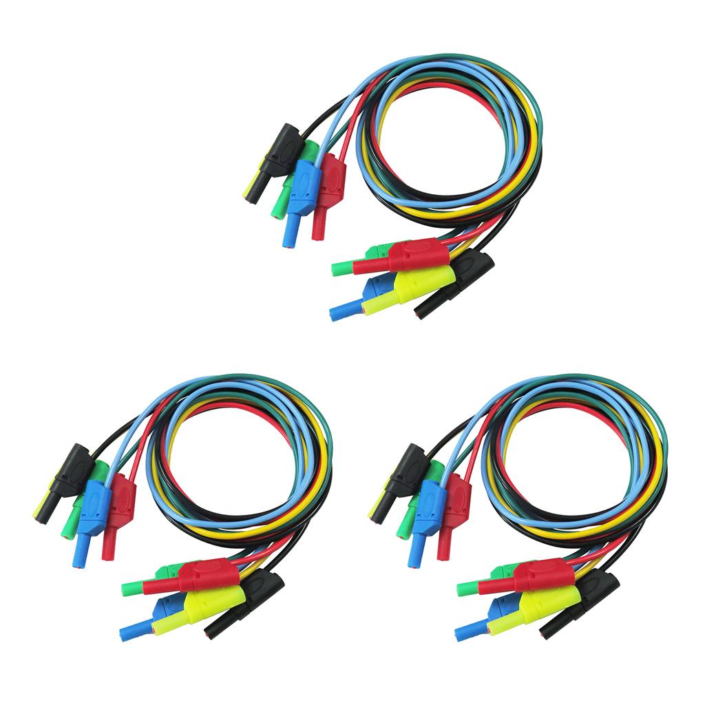 15pcs 4mm Banana to Banana Plug Soft Silicone Test Cable Lead for Multimeter