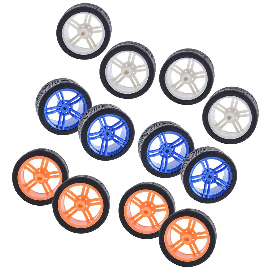 12pcs Rubber Tire TT Motor Car Wheel RC Model DIY Toy Car accessories #1/2/3