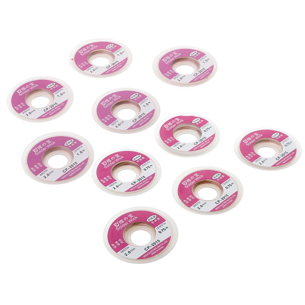 10 Pack 2mm BGA Suction Desoldering Tin Wire Copper Wick Spool Wire 0.75m+1m