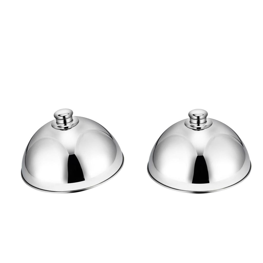 2Pcs Stainless Steel Food Cover Cloche Plate with Domed Cover Dish 10 inch