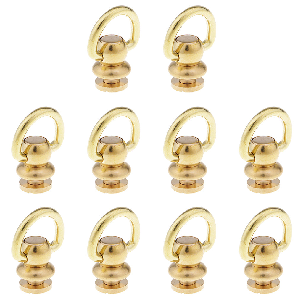 10Pcs Ball Post with Ring Rivet Stud Round Head Screw Back for LeatherCrafts