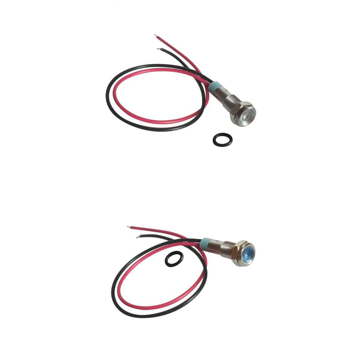 6mm Metal Indicator Light Waterproof Signal Pilot Dash Lamp 6V Blue+White