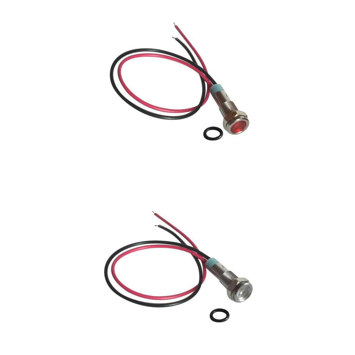 6mm Metal Indicator Light Waterproof Signal Pilot Dash Lamp 6V Red+White