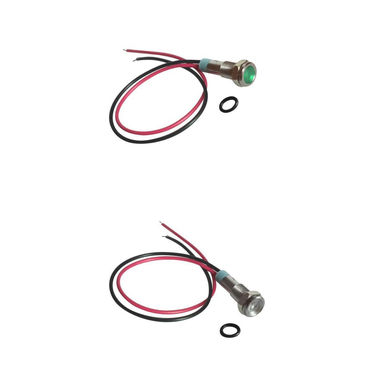 6mm Metal Indicator Light Waterproof Signal Pilot Dash Lamp 6V Green+White