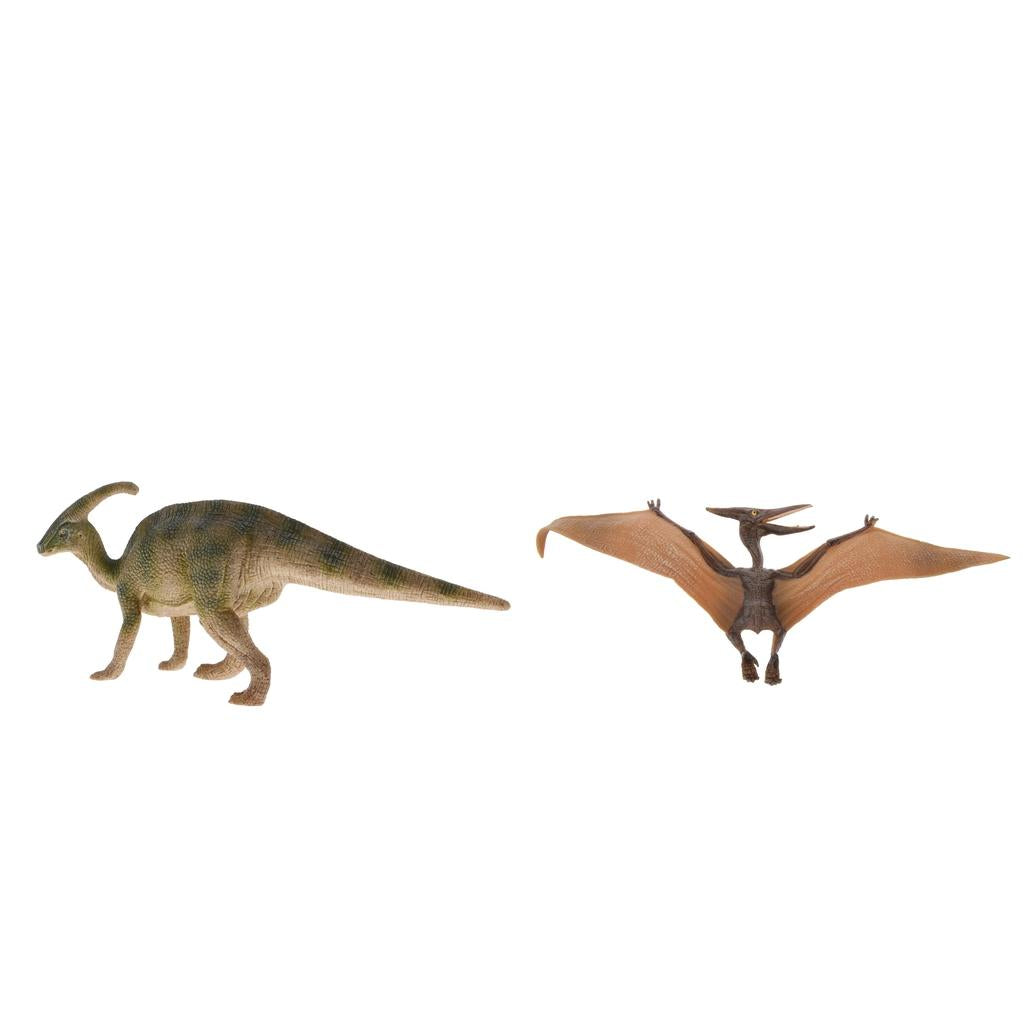 2Pcs Dinosaur Toy Parasaurolophus Pterodactylus Figurine Collectible Gifts