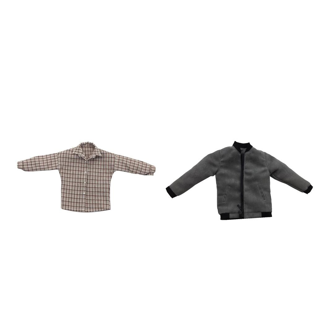 1/6 Scale Male Zip Jacket and Plaid Shirt for 12 Doll Action Figures"