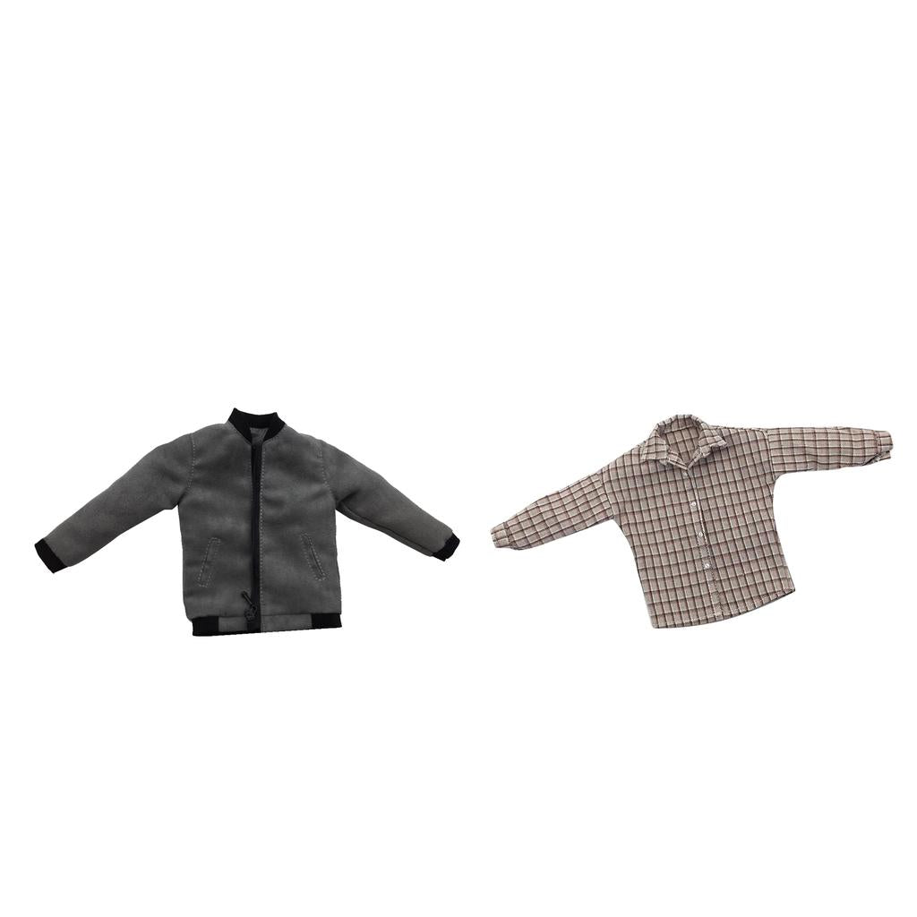1/6 Scale Male Zip Jacket and Plaid Shirt for 12 Doll Action Figures"