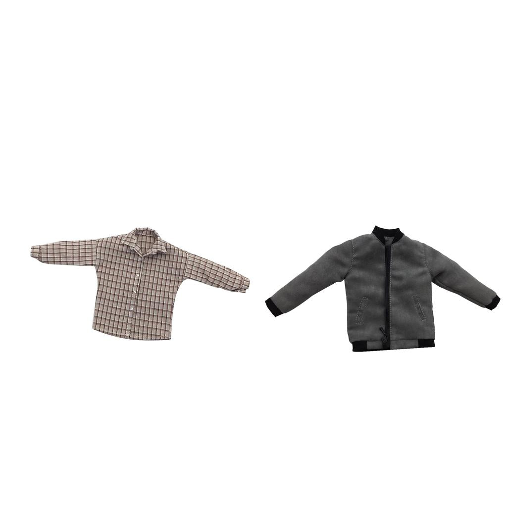 1/6 Scale Male Zip Jacket and Plaid Shirt for 12 Doll Action Figures"