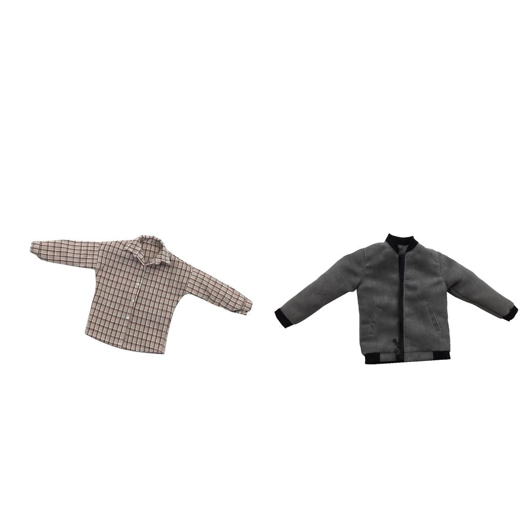 1/6 Scale Male Zip Jacket and Plaid Shirt for 12 Doll Action Figures"