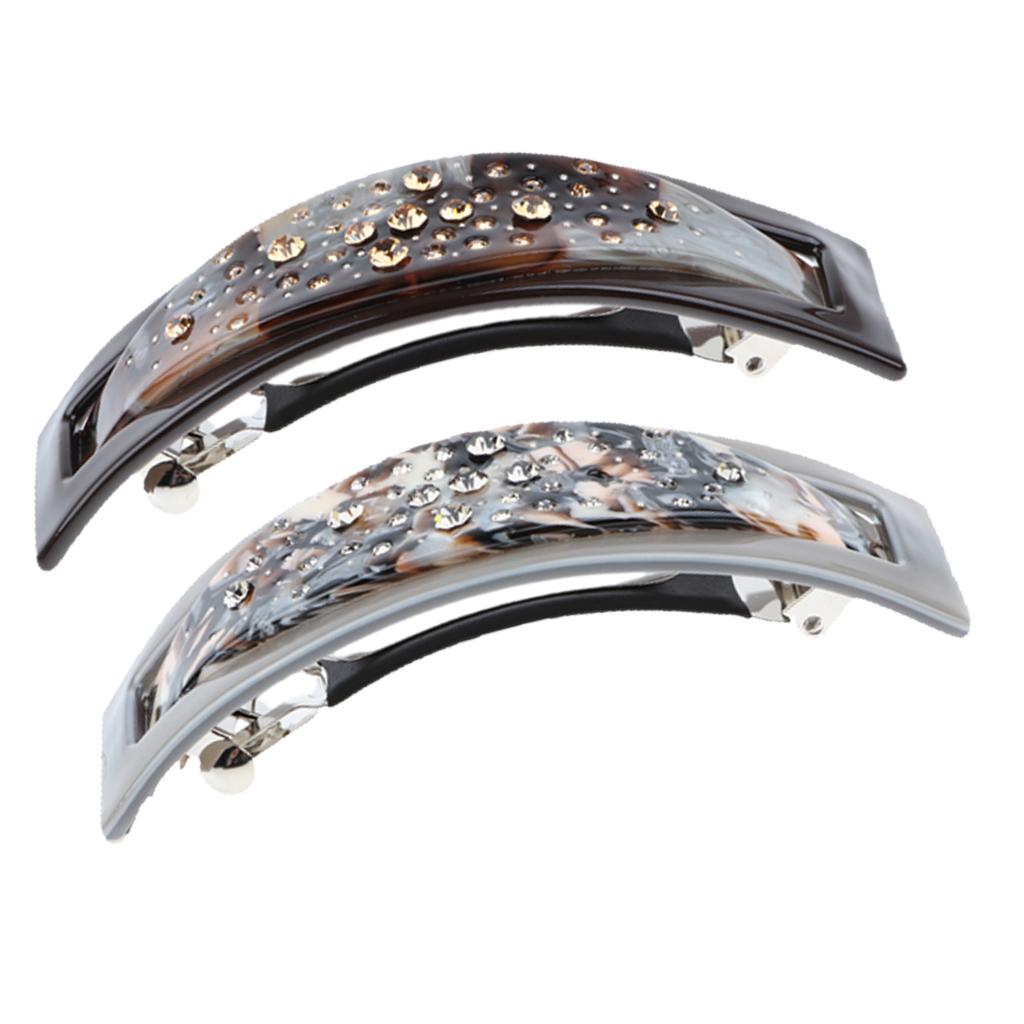 2 Piece French Acetate Hair Clip Automatic Barrette Women Thick Hair Hairpin