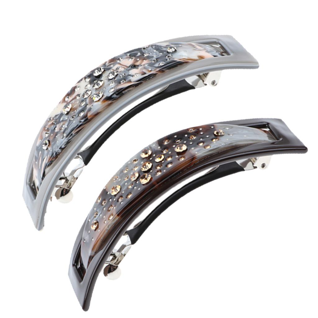 2 Piece French Acetate Hair Clip Automatic Barrette Women Thick Hair Hairpin