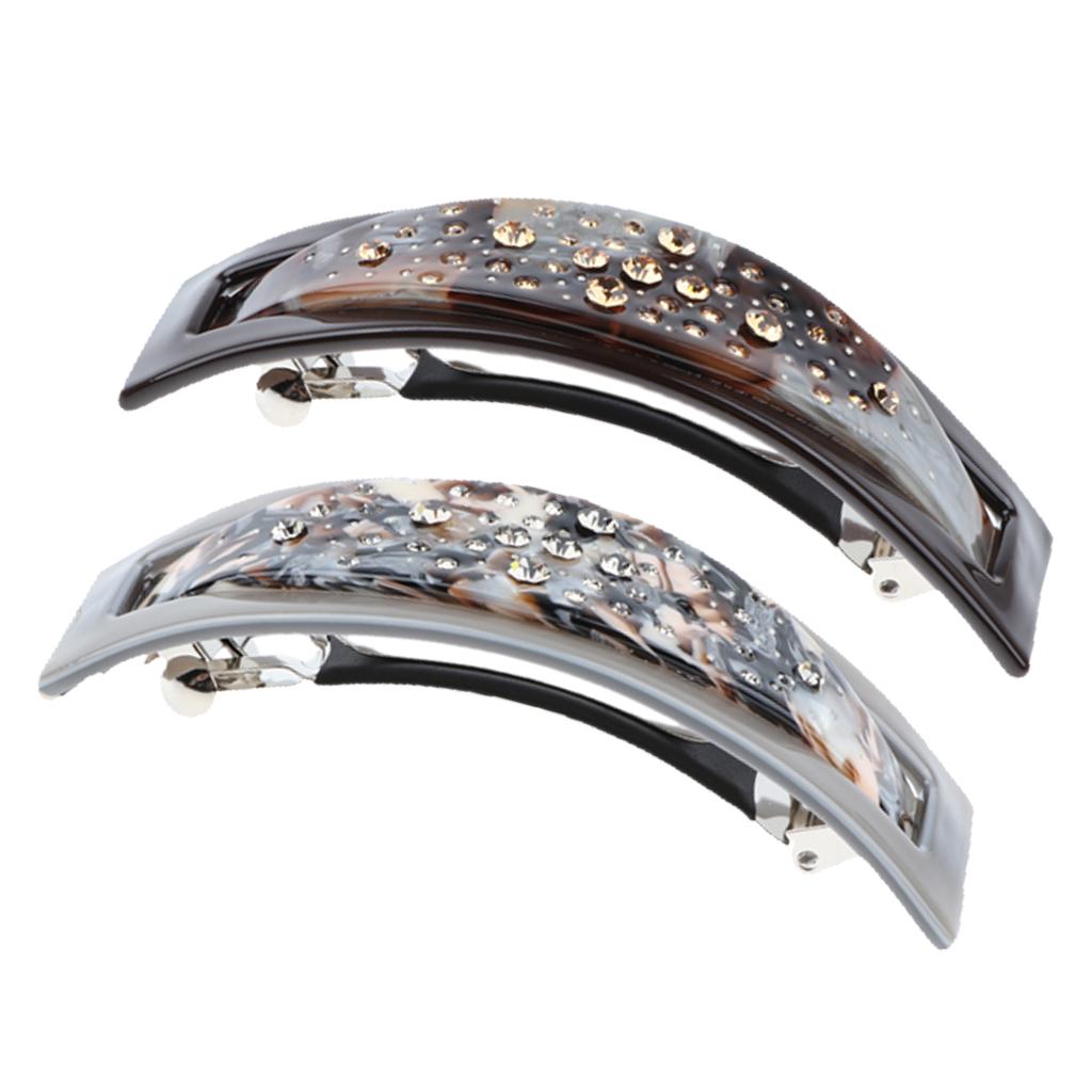 2 Piece French Acetate Hair Clip Automatic Barrette Women Thick Hair Hairpin