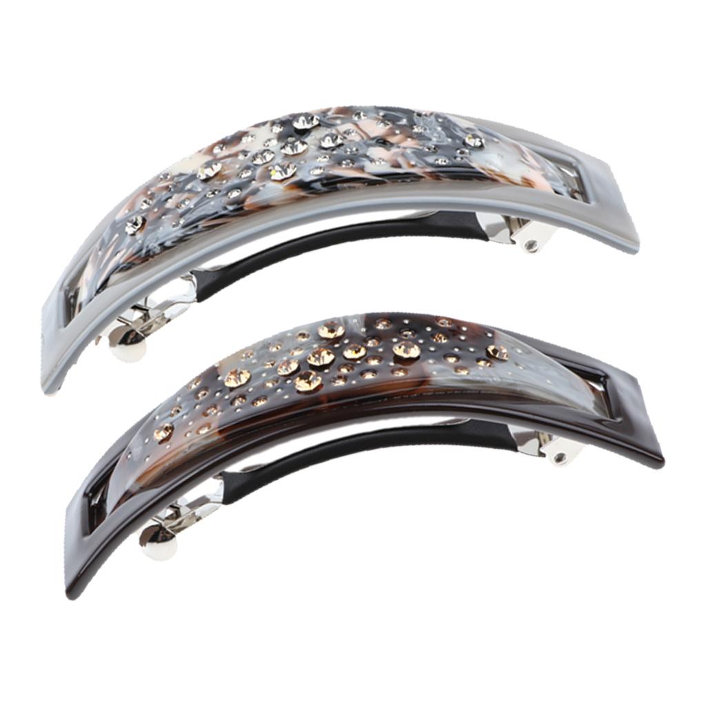 2 Piece French Acetate Hair Clip Automatic Barrette Women Thick Hair Hairpin