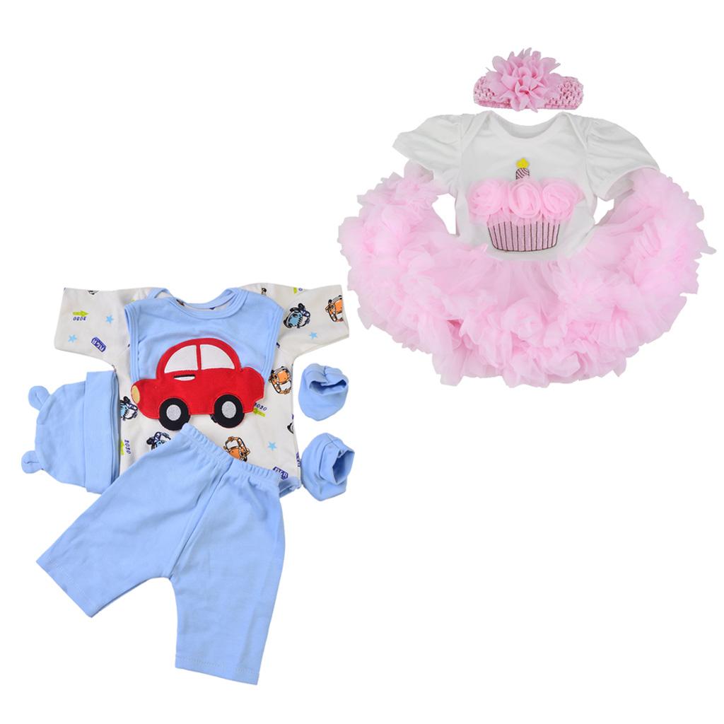 2 Sets Newborn Baby Doll Clothes Set for 22-23inch Reborn Doll Accessories
