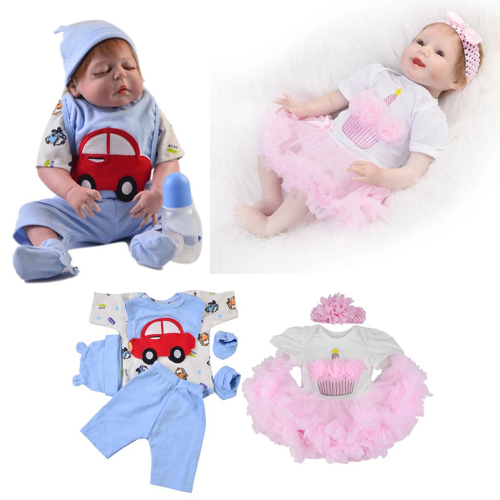 2 Sets Newborn Baby Doll Clothes Set for 22-23inch Reborn Doll Accessories