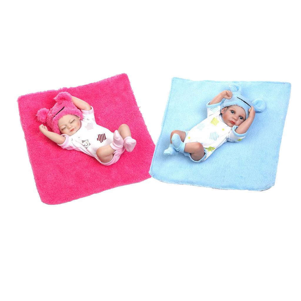 26cm 10'' Lifelike Soft Silicone Newborn Baby Boy and Girl Doll with Blanket