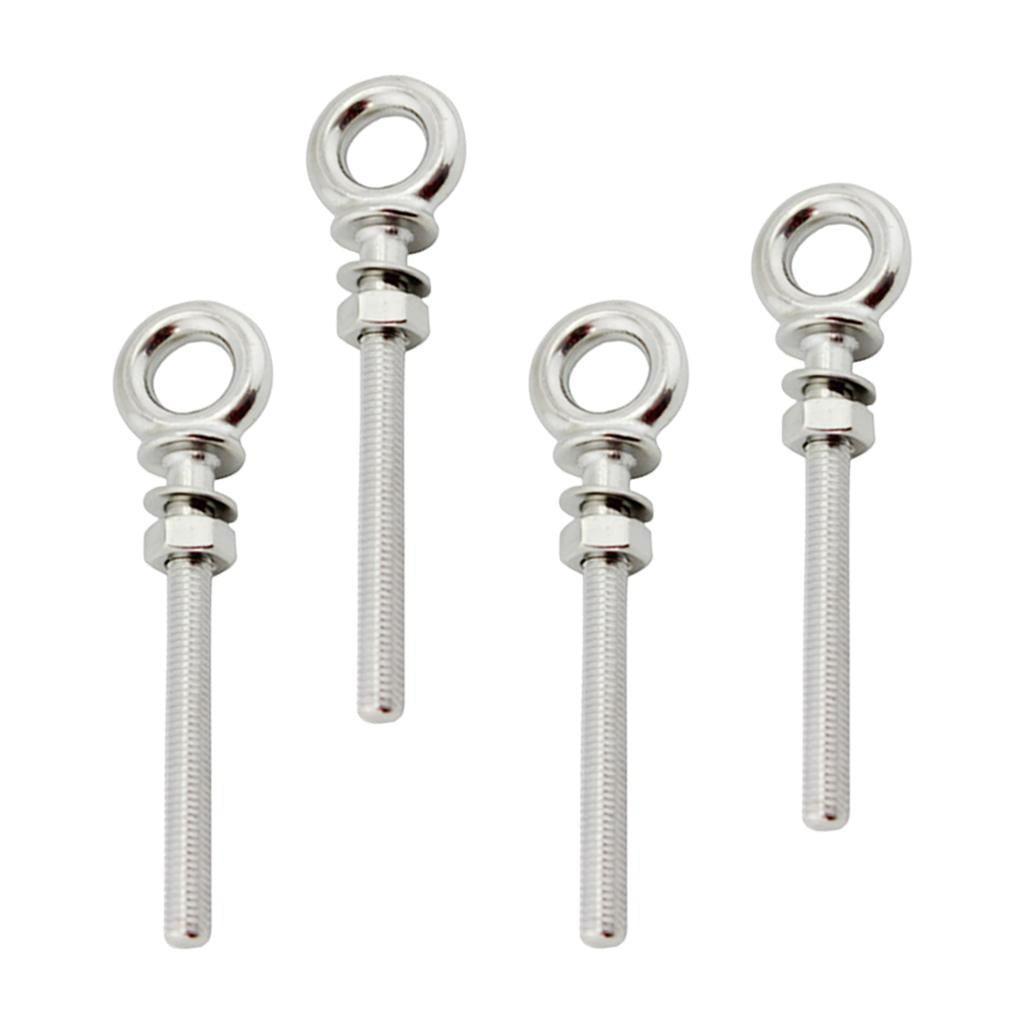 4Pcs M8 x 80mm Stainless Steel Long Shank Eye Bolt for Washer and Nut