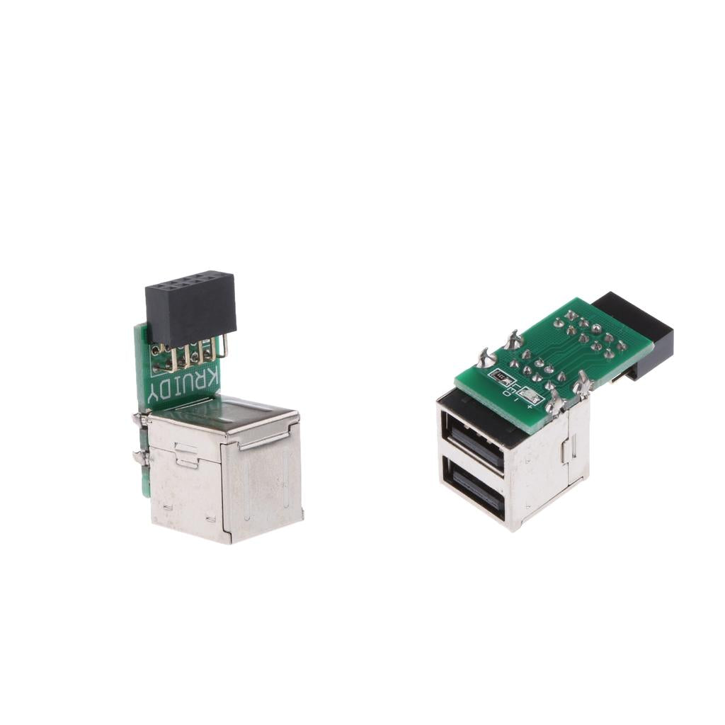 2x Mainboard 9pin to Dual USB2.0 Female Pin Header Expansion Card Panel