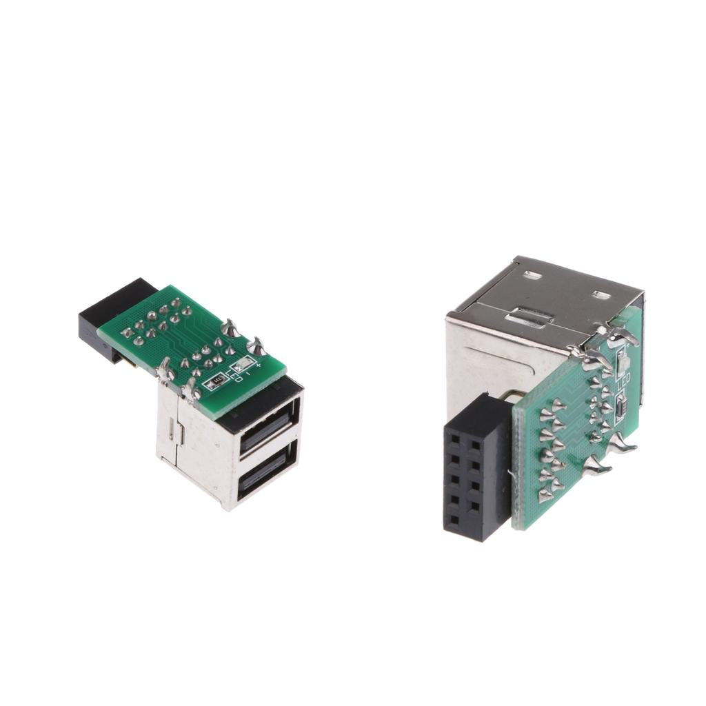 2x Mainboard 9pin to Dual USB2.0 Female Pin Header Expansion Card Panel