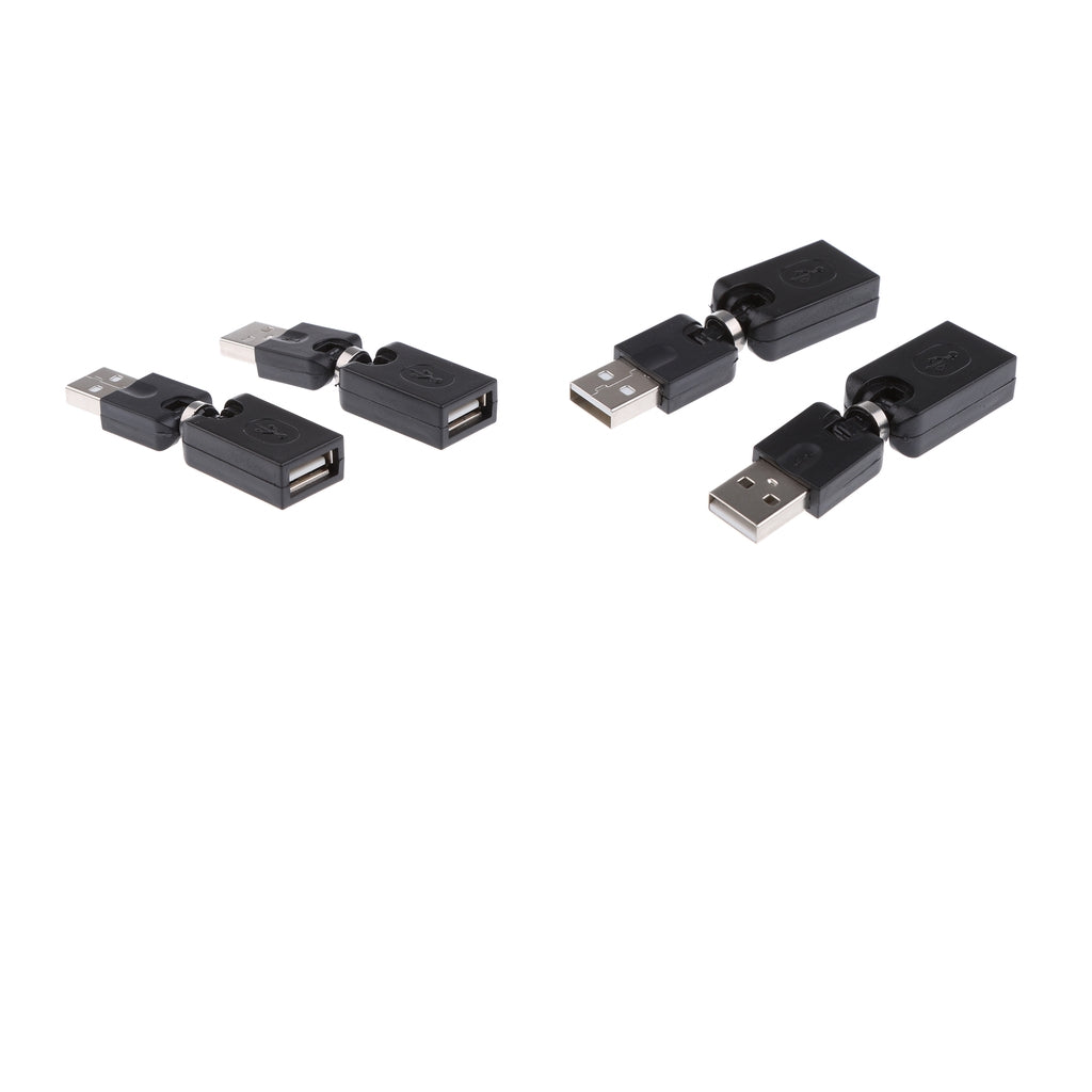 4Pcs USB Type-A Male to Female 360 Rotation Extension Adapter Convertor
