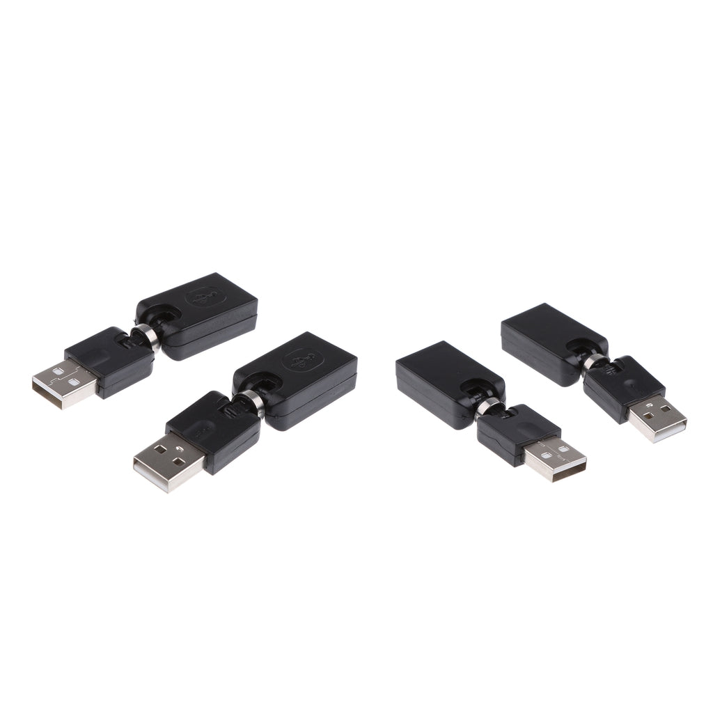 4Pcs USB Type-A Male to Female 360 Rotation Extension Adapter Convertor