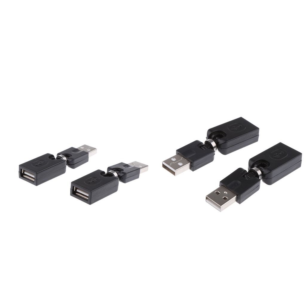 4Pcs USB Type-A Male to Female 360 Rotation Extension Adapter Convertor