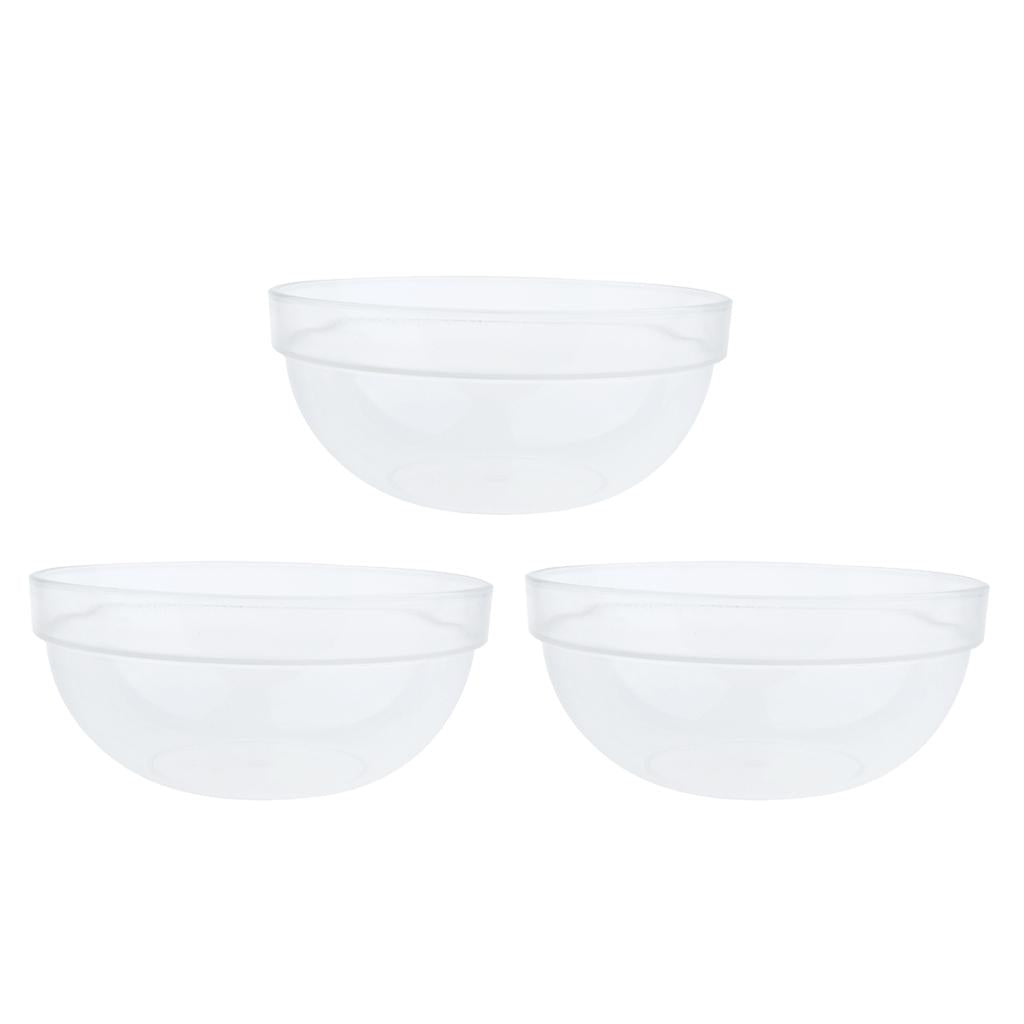3Pcs/Set Break Resistant Round Clear Plastic Fruit and Salad Bowl, 3 Size