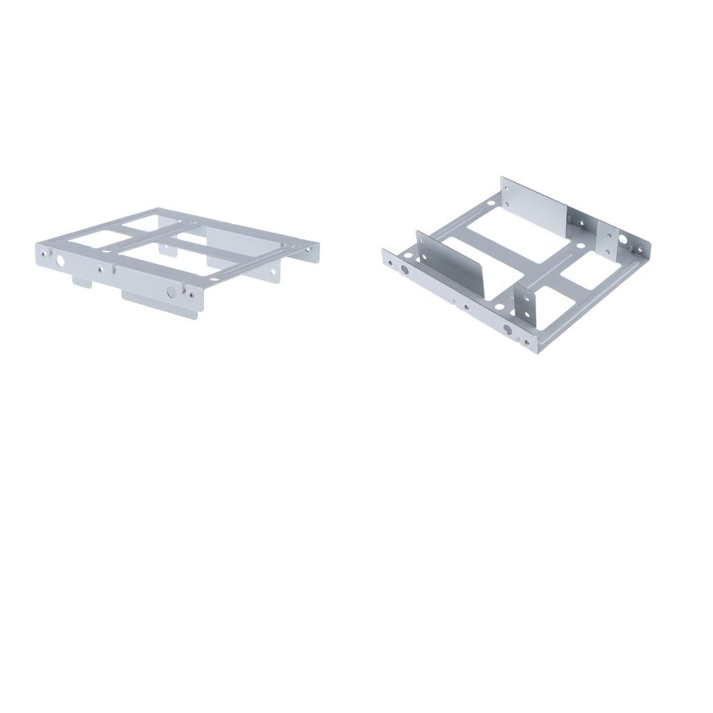 2Pcs 2.5 to 3.5" SSD Adapter Dual HDD SSD Mounting Bracket Hard Drive White"