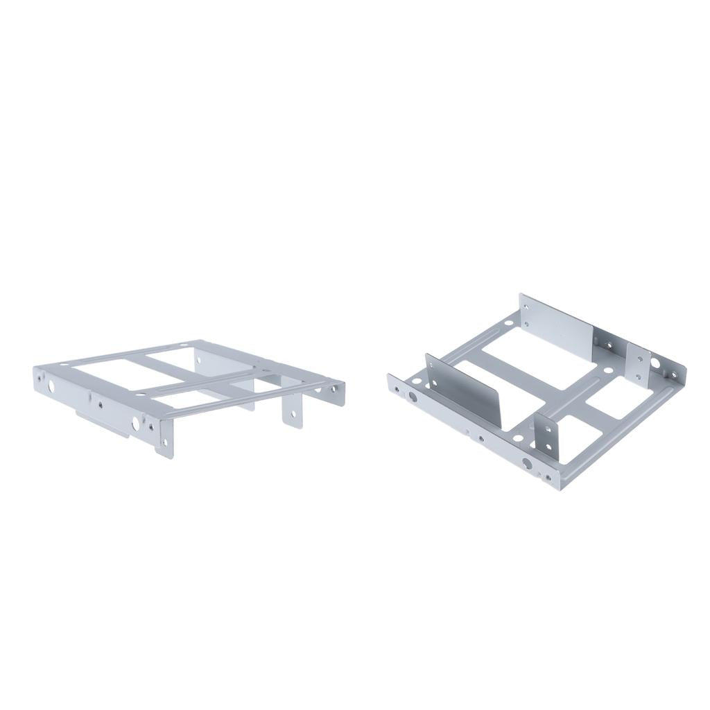 2Pcs 2.5 to 3.5" SSD Adapter Dual HDD SSD Mounting Bracket Hard Drive White"