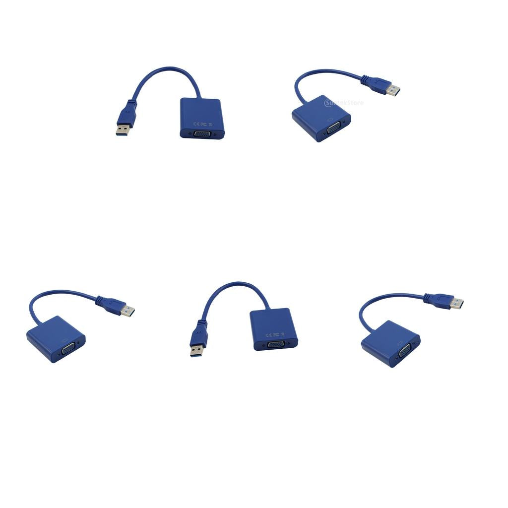 5x USB3.0 to VGA Multi-display Adapter Converter Video Graphic Card Cable