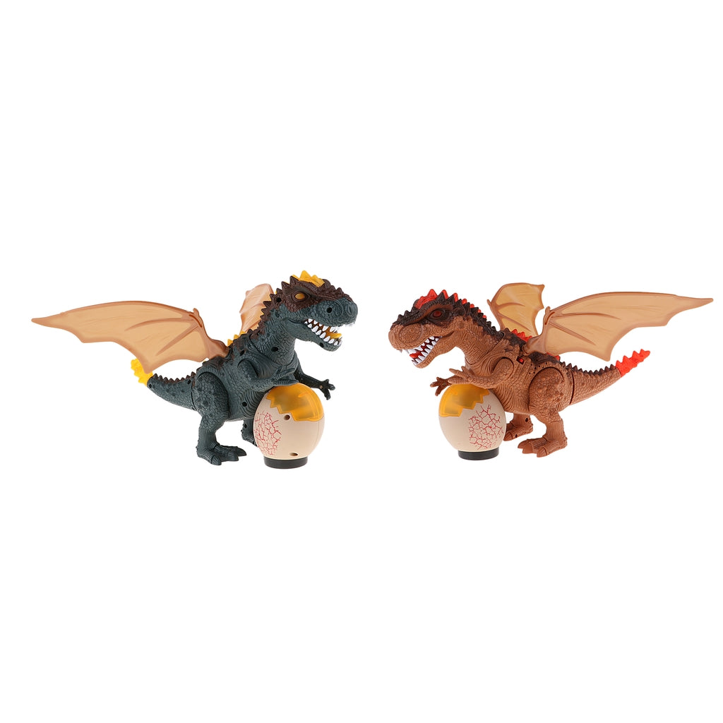 2Pcs Tyrannosaurus Walking Dinosaur with Lights & Realistic Sounds Green