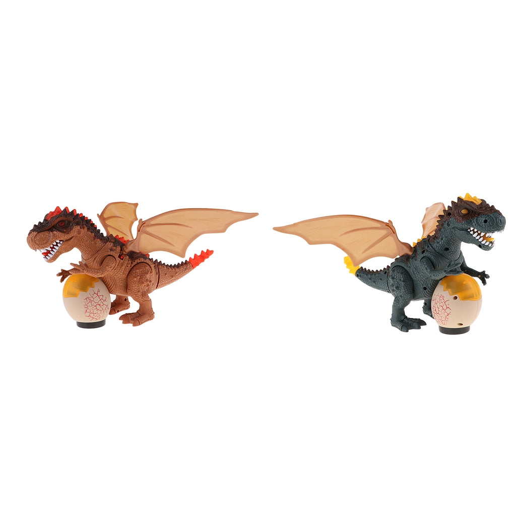 2Pcs Tyrannosaurus Walking Dinosaur with Lights & Realistic Sounds Green