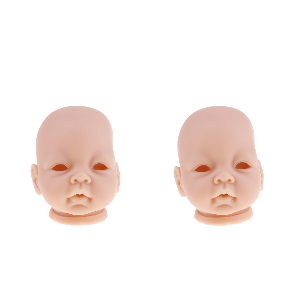 2pcs Vinyl Realistic Baby Doll Head Sculpt for 22'' Reborn Dolls Normal Skin
