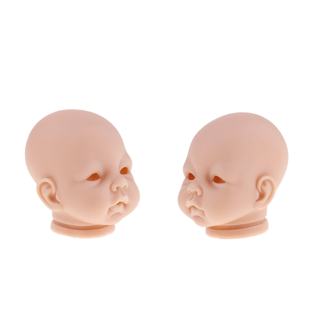 2pcs Vinyl Realistic Baby Doll Head Sculpt for 22'' Reborn Dolls Normal Skin