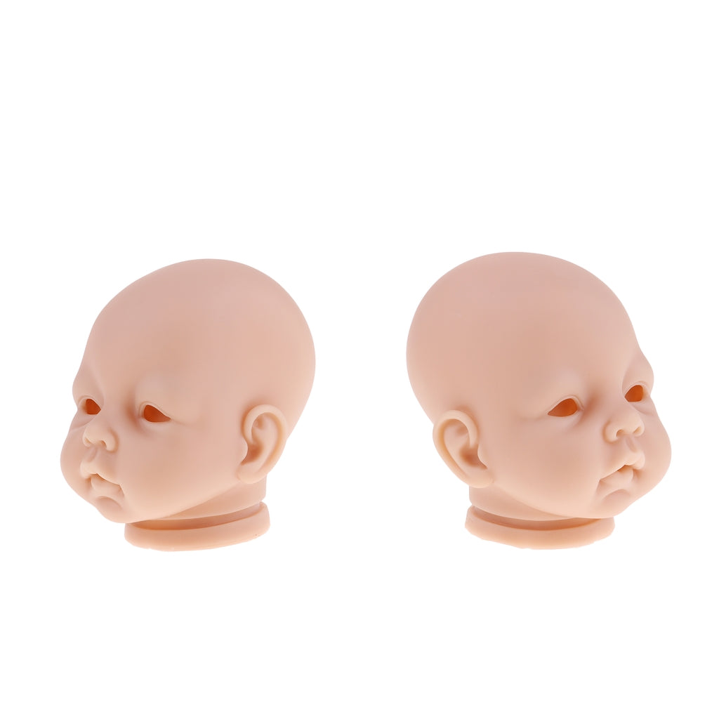 2pcs Vinyl Realistic Baby Doll Head Sculpt for 22'' Reborn Dolls Normal Skin