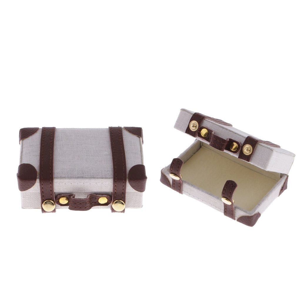 2 Pieces 1/6 Dollhouse Miniature Vintage Suitcase Luggage Cases Kids Toys