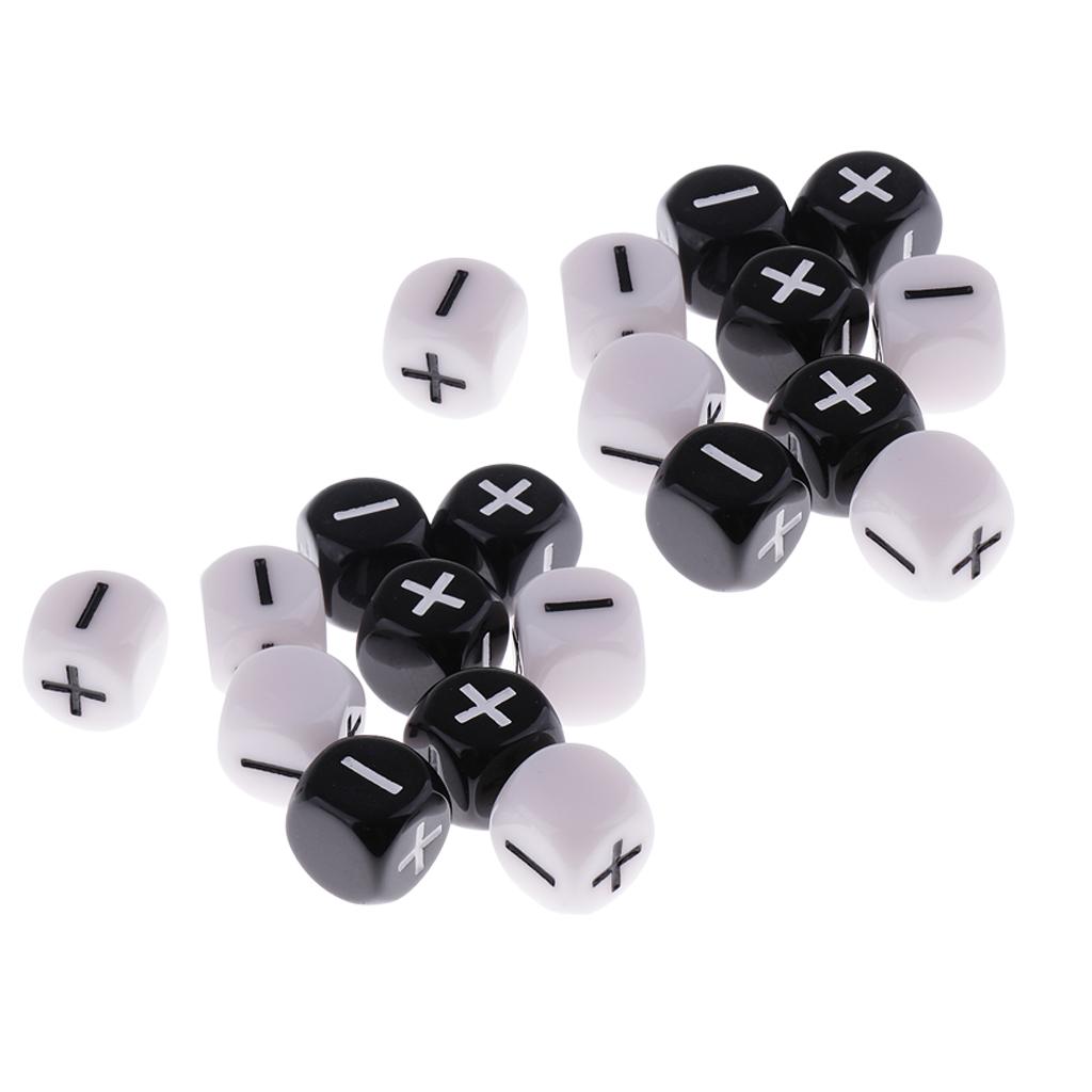 20 Pieces Plastic 6-sided Dice Minus Plus D6 for Party Bar Game Props