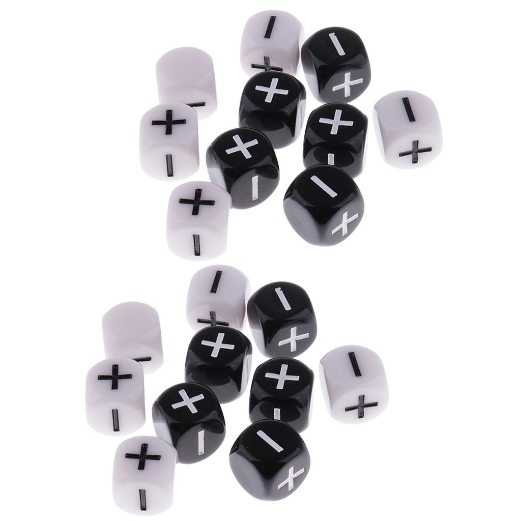 20 Pieces Plastic 6-sided Dice Minus Plus D6 for Party Bar Game Props
