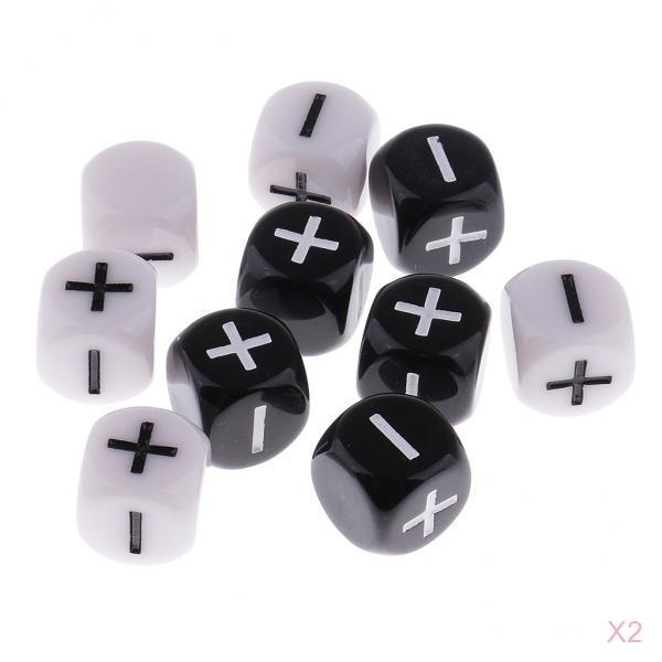 20 Pieces Plastic 6-sided Dice Minus Plus D6 for Party Bar Game Props