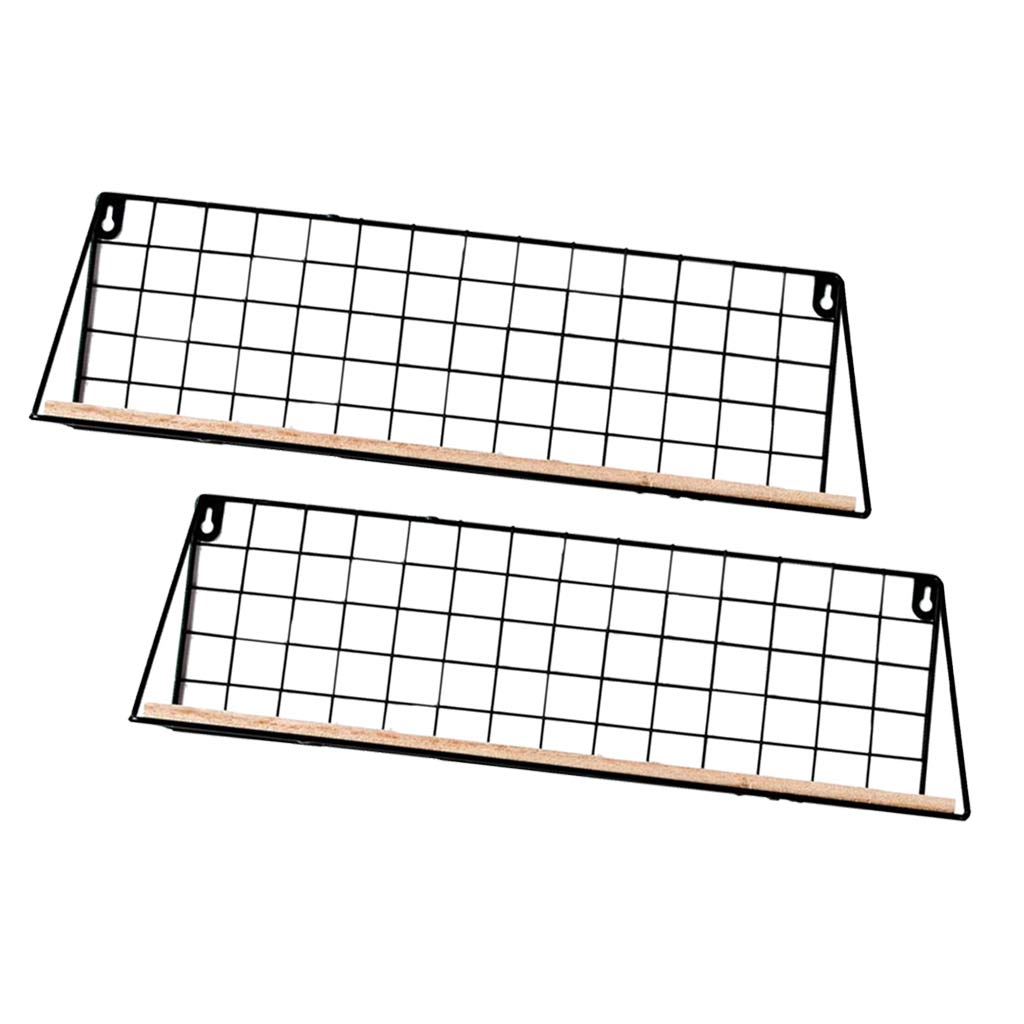 2x Metal Wood Wall Hanging Shelf Nordic Flower Bonsai Pots Book Storage Rack